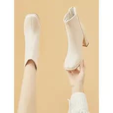 Daphne botas curtas brancas femininas 2026 novo estilo sapatos de couro de inverno sapatos femininos botas forro de lã o