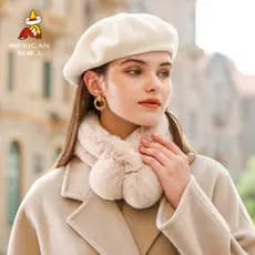 Espantalho cachecol feminino outono inverno versão coreana All-Match bonito moda imitação Rex pele de coelho engrossado