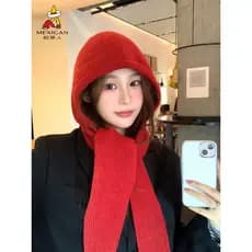 Espantalho Balakrafa chapéu cachecol uma mulher outono inverno babador com capuz inverno quente malha lã