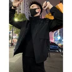 Jaqueta Casual de negócios masculina preto gola alta jaqueta masculina vestido 2025 primavera outono novo estilo Street