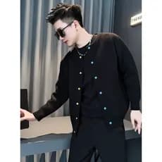 Outono inverno Cardigan camisola jaqueta masculina Street Wear High-End Casual masculino topos jaquetas na moda camisola