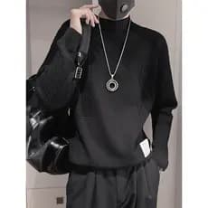 Meia gola alta camisola masculina rufião bonito preto camisola interna camisa de fundo outono inverno novo estilo na mod