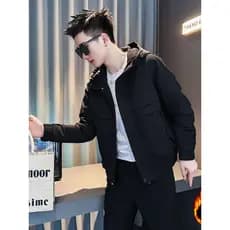 Outono inverno acolchoado jaqueta masculina Street Wear simples com capuz Casual jaqueta masculina na moda nova jaqueta