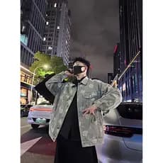 Jaqueta jeans lavada masculina High-End Street Wear solto Casual topo primavera outono novo estilo jaqueta de lapela
