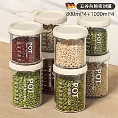 Latas seladas de qualidade alimentar, grãos inteiros, cozinha, armazenamento de produtos secos, latas de plástico transp