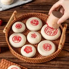 Carne fresca Mooncake selo Mid-Autumn Festival cinco Kernel pastelaria bolo de carne fresca pão cozido no vapor molde de