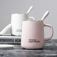 2025 copo de cerâmica casal doméstico nórdico ins fresco simples estilo Mori marca café copo água feminino com tampa col