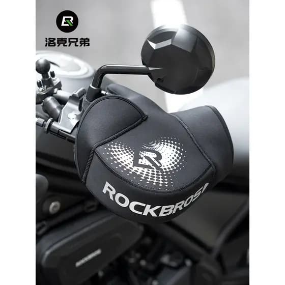 Rock irmãos inverno motocicleta luvas de proteção guiador elétrico capa mão abafado Universal à prova vento quente pilot
