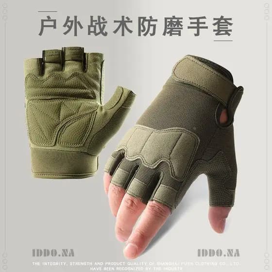 Luvas táticas masculinas de meio dedo para equitação ao ar livre, resistente ao desgaste, respirável, antiderrapante, tr
