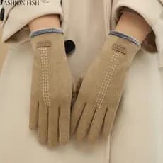 Novo estilo luvas femininas inverno luvas quentes alemão veludo senhoras luvas velo equitação versão coreana bonito cond