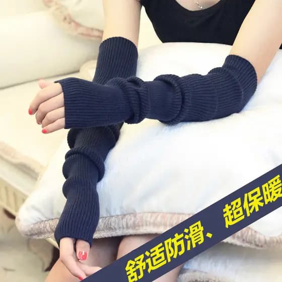 Cashmere braço capa manga falsa feminina outono inverno manga longa meio dedo luvas de malha lã fio braço manter quente