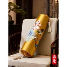 Novo estilo chinês longo travesseiro sofá travesseiro Arhat cama apoio de braço travesseiro lombar bordado doces travess