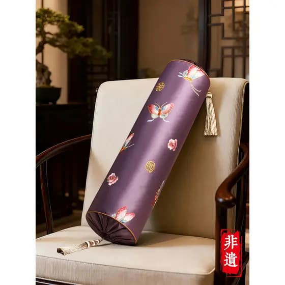 Travesseiro longo bordado novo travesseiro de doces chineses Arhat cama sofá apoio de braço travesseiro lombar estilo ch
