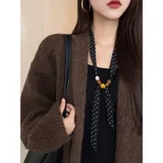 Polka Dot frisado lenço de seda colar feminino nicho Design ajustável tecido clavícula corrente pescoço cachecol camisol
