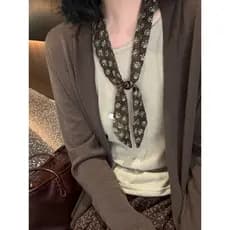 Retro impresso escovado cachecol colar feminino Design exclusivo babador camisola corrente clavícula colar outono invern