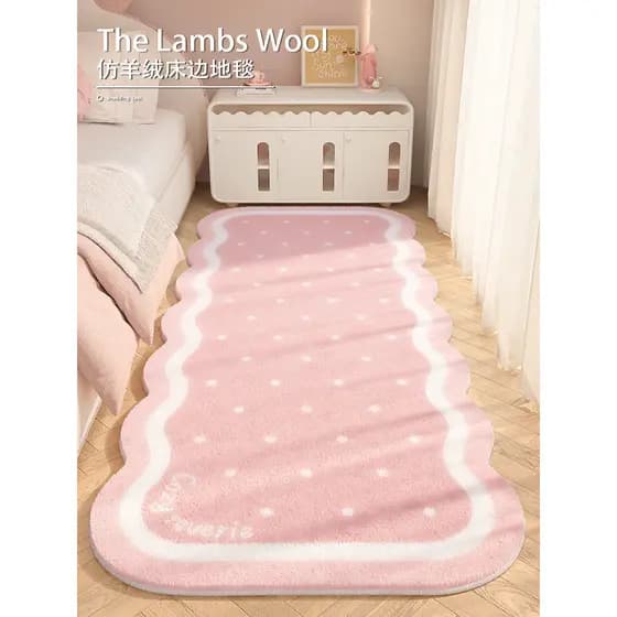 Estilo creme mestre quarto tapete de cabeceira tira longa Extra grosso imitação Cashmere tapete menina quarto crianças c