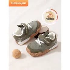 Weijunyi pé sapatos infantis meninos estilo inverno meninas sapatos de algodão sola macia sapatos de bebê forro de lã sa