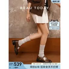 BeauToday Sapatos Mary Jane de sola grossa em forma de T verão retrô estilo britânico mocassins femininos esculpidos sap