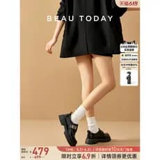 BeauToday Mocassins pretos femininos verão aumentando couro genuíno leve estilo britânico sapatos de couro pequenos sapa