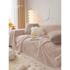 Luz estilo de luxo pele sofá almofada inverno coelho pelúcia grosso sofá almofada especial Anti-deslizamento quente sofá