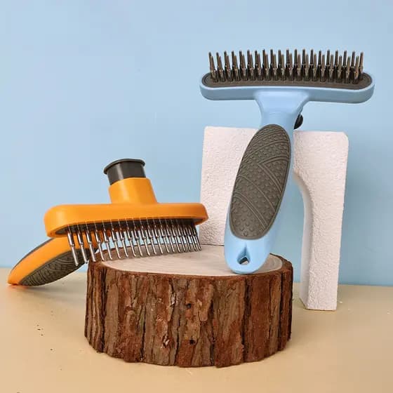 Produtos para cuidados com os cabelos de animais de estimação, fileira dupla única, pente com nó, pente de cabelo com um