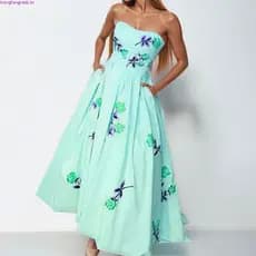 Vestido elegante de banquete de temperamento, vestido estampado de cintura alta (28955)