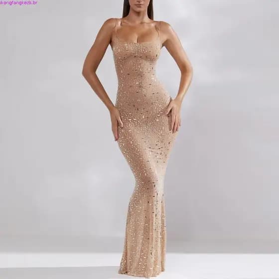 Vestido Primavera Outono Vestido High-End Gaze Inferior Transparente