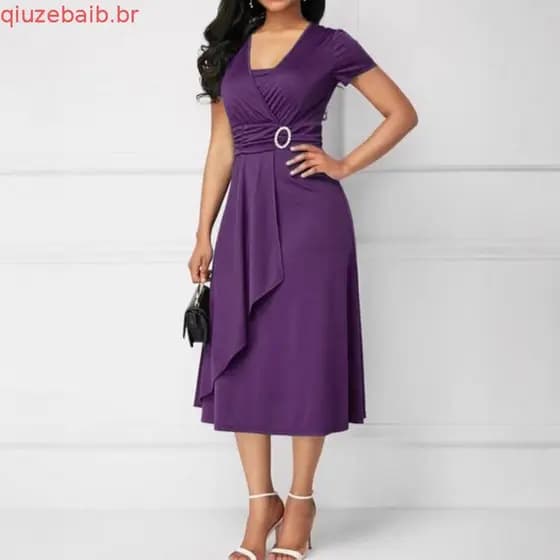 2025 independente em pé transfronteiriço moda elegante assimétrico saia grande bainha vestido com decote em V