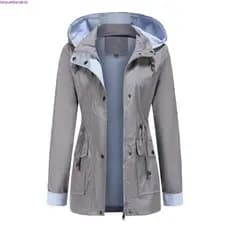 Casaco Trench Feminino com Capuz Removível GZCS 5H2W