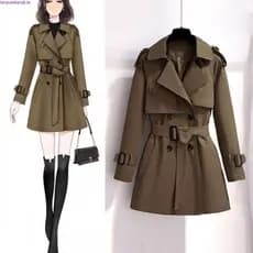 Primavera Outono Curto Blusão Feminino Manga Longa Lapela Magro Médio Longo Trench Coat Elegante Outwear