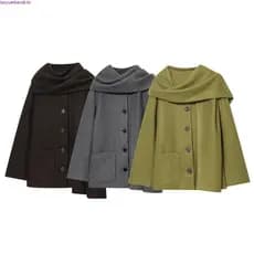 Inverno novo estilo feminino único Breasted em torno do pescoço blusão jaqueta 1302220