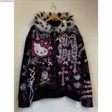 X-ORANGE Rock Dark Skull Jaqueta com capuz Cultura asiática Jaqueta Punk Outono Inverno Novo estilo ins Roupas femininas