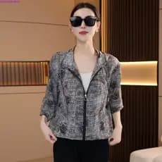 Protetor solar roupas femininas 2026 novo estilo solto leve respirável jaqueta curta mãe de meia-idade verão confortável