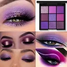 Luxuosa Paleta De Sombras Roxas , 9 Cores , Fosca E Cintilante , Maquiagem Para Os Olhos Violeta Criar Aparências Esfuma