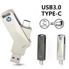 HP Original USB3.0 Tipo-C Dois Em Um Flash Drive  512GB 1TB 2TB Para Computador Celular Dual Use USB