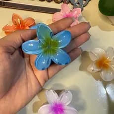Presilhas Flor Havaiana Coloridas 6cm Sortidas Feminina Piranha de Cabelo