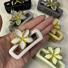 Presilha de Cabelo Flor Dourada Beauty Feminina Garra Grande Elegante Tendência 2026 Grampo pregador piranha