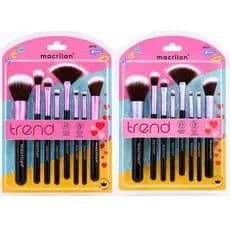 Kit Pincéis Macrilan Trend 8 Pincéis Profissionais para Maquiagem MT10 - Cor Rosa ou Lilás