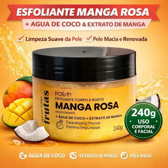 Esfoliante Corpo e Rosto 240g – Remove Células Mortas, Pele Macia e Hidratada