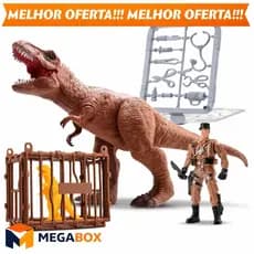 Dinopark T-rex Articulado Com Boneco E Jaula Dinossauro De Brinquedos -Bee Toys