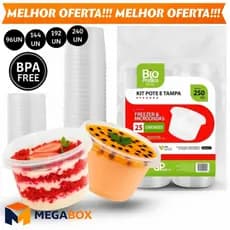 Conjunto Potes Plásticos para Confeitaria Cozinha Armazenamento de Alimentos e Doces Kit 96 a 240 Un