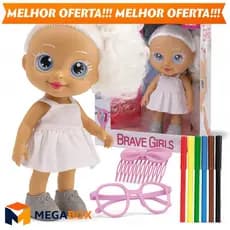 Boneca Lavável Canetinha Colorida Pintura Vestido Cabelo Acessórios Exclusivos Colecionável
