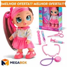 Boneca Brave Girls Médica Camille Brinquedo Infantil com Kit Médico Educativo Presente Meninas