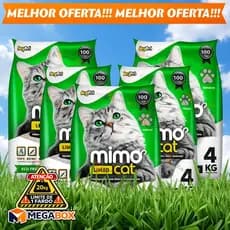 Kit 5 Areia Sanitária Higiênica Argila Natural para Gatos Grãos Médios Limão 20 kg Mimo Cat