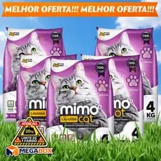 Kit 5 Areia Sanitária Higiênica Argila Natural para Gatos Grãos Médios Lavanda 20 kg Mimo Cat