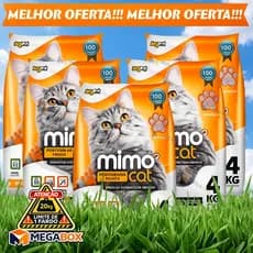 Kit 5 Areia Sanitária Higiênica Argila Natural Perfumada pra Gatos Talco 20 kg Mimo Cat Grãos Médios