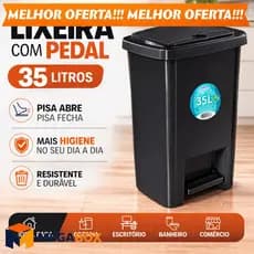 Lixeira 35L Com Pedal Cozinha Tampa Basculante Resistente Com Suporte Para Saco