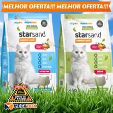 Areia De Gato Starsand Biodegradável Mandioca e Milho Grão finos 4 Kg Para Gatos Sanitário Higiênico