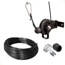 Kit Polia Baixa Articulada + Cabo de Aço com Bolinha Grampo e Mosquetão Força Resistência Durável