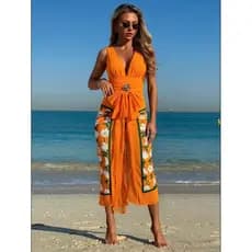 [Novo produto] Maiô estampado de uma peça feminino retrô maiô profundo terno primavera quente férias praia maiô [venda q